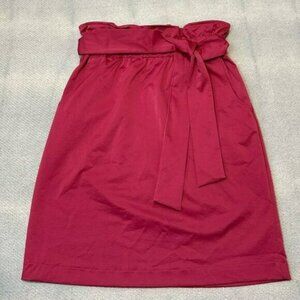 Women’s Pink High Rise Paperbag Skirt with Belt Size 8 Pockets